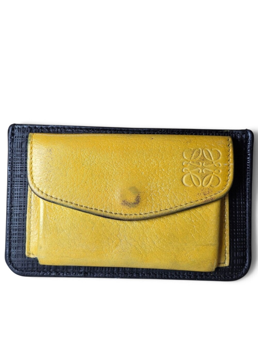 FREW Loewe Yellow Leather Card Wallet with Black Trim